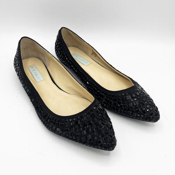 Betsey Johnson Shoes - Betsey Johnson Coco Jeweled Crystal Embellished Pointed Flats 8 Black